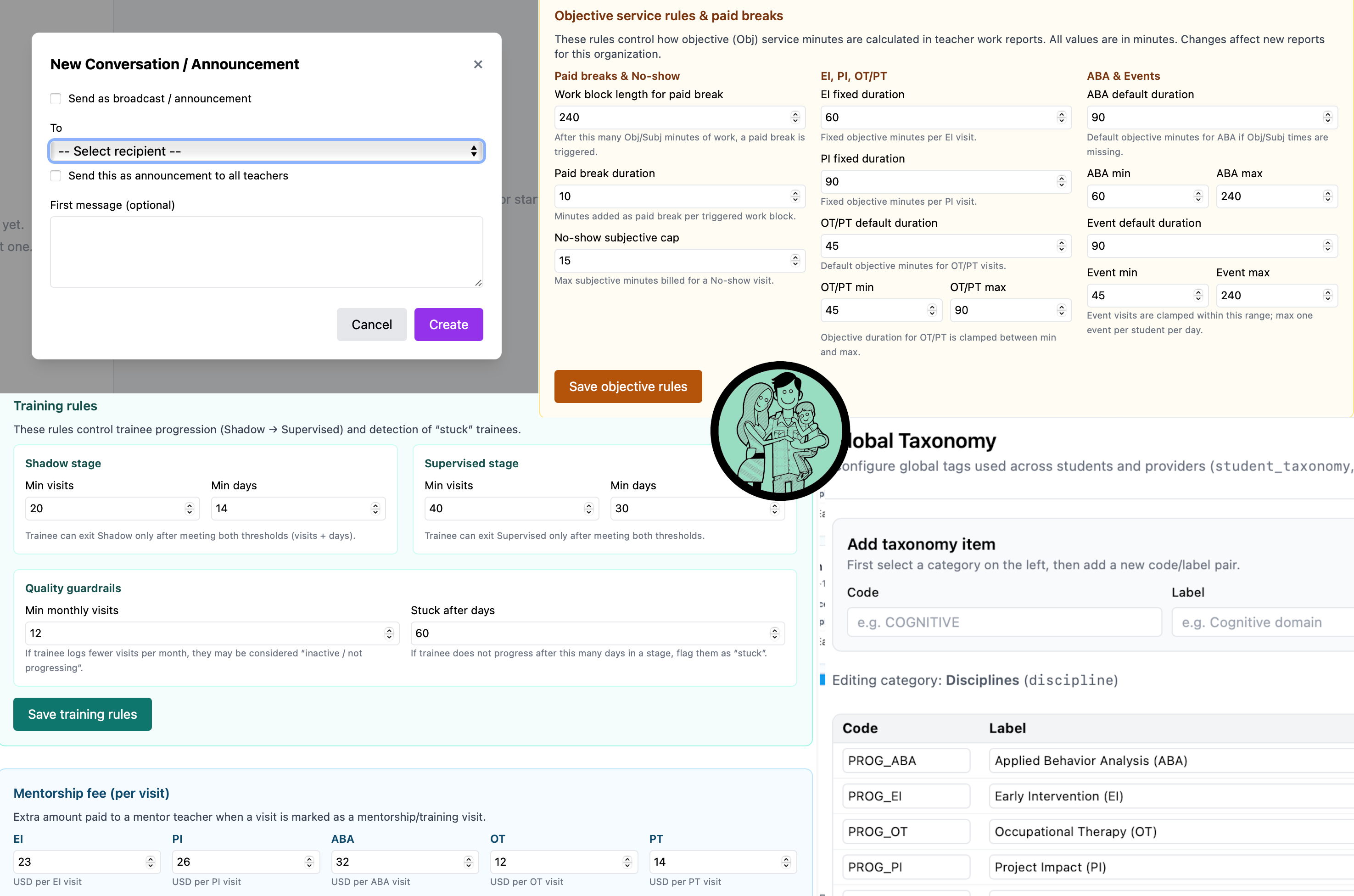 Pro & Enterprise: messaging, training, payroll rules, and more